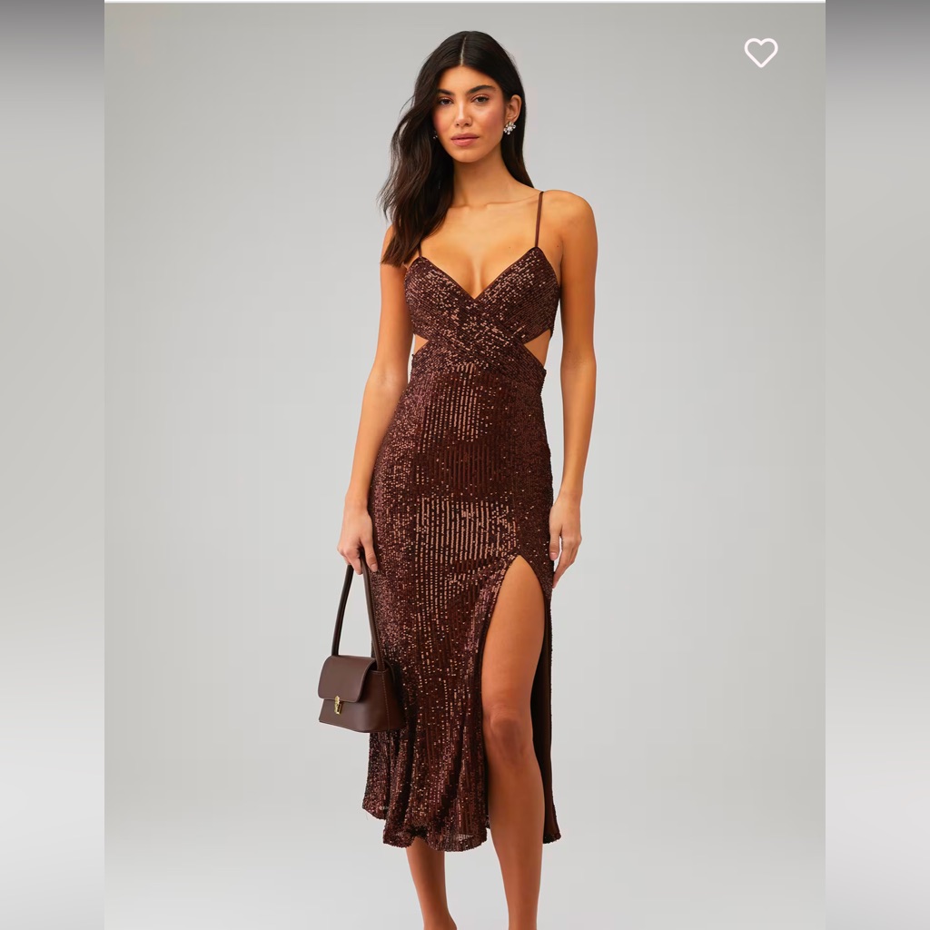 Nwt Revolve Saylor Harmonie Brown Sequin Dress M